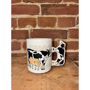 Cow & Calf Mug, Unique Handle, Farmhouse Coffee Cup Country Side